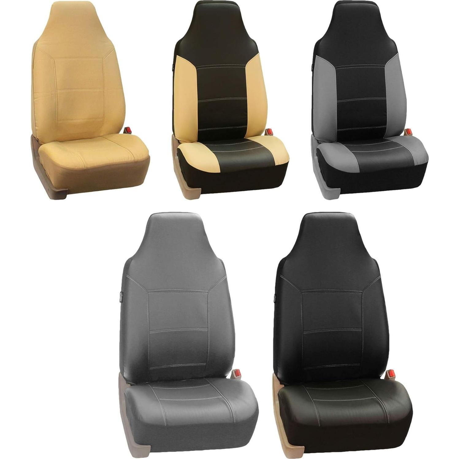 Cubiertas de Asiento de Cubo FH Group PU Cuero Negro - Ajuste Universal