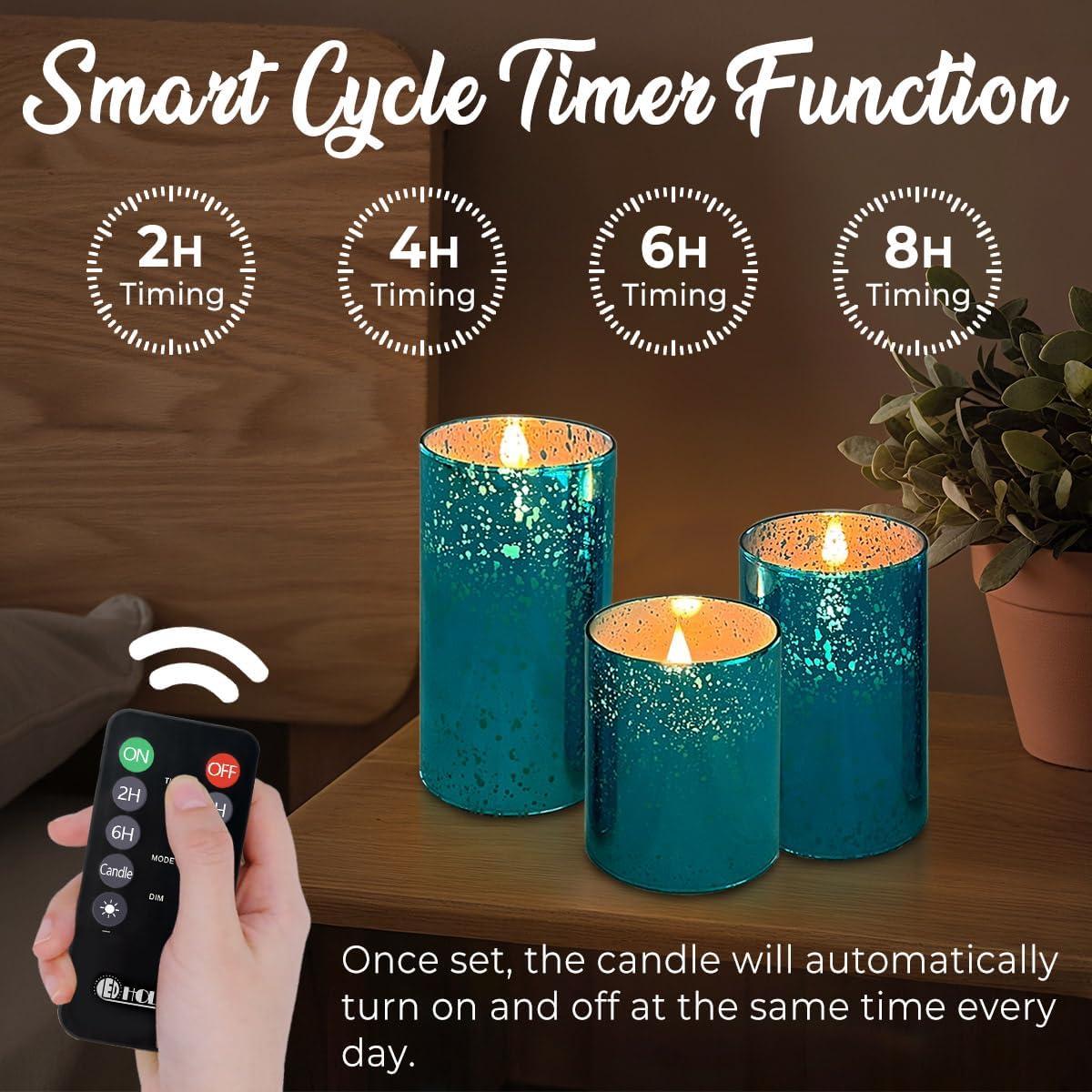 Vela LED Recargable Sin Llama LEDHOLYT 3 Piezas Azul