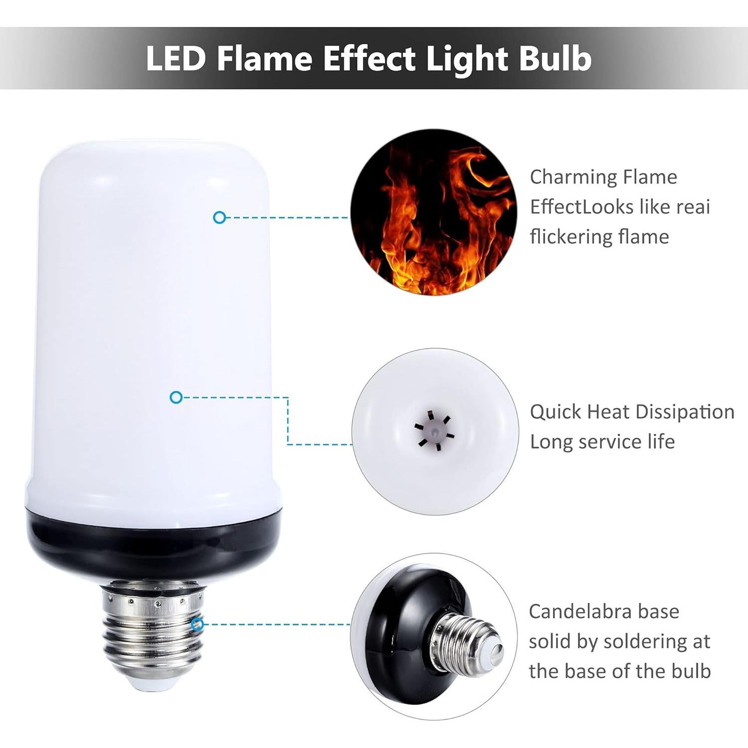 Bombillas LED de Efecto Llama Lpraer - 4 Paquetes, 14cm