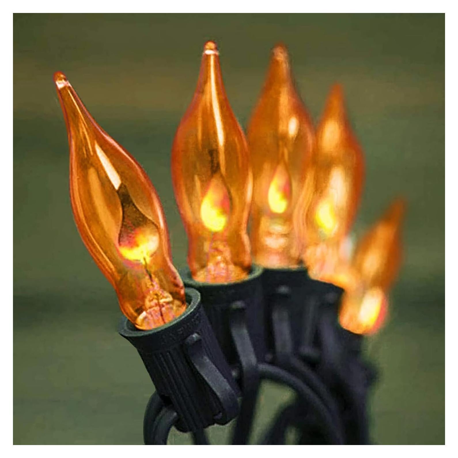 Luces de Cuerda C18 de Llama Parpadeante 3.05m Naranja E12