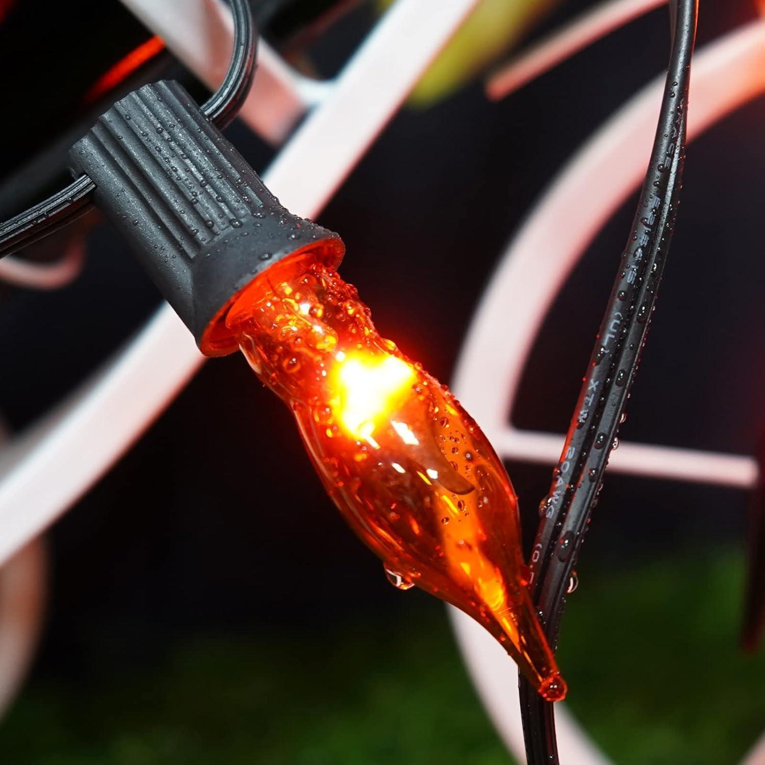 Luces de Cuerda C18 de Llama Parpadeante 3.05m Naranja E12