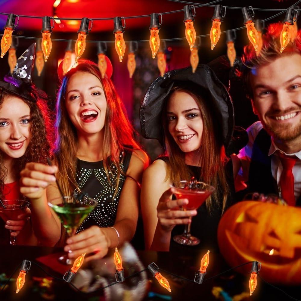 Luces de Cuerda C18 de Llama Parpadeante 3.05m Naranja E12