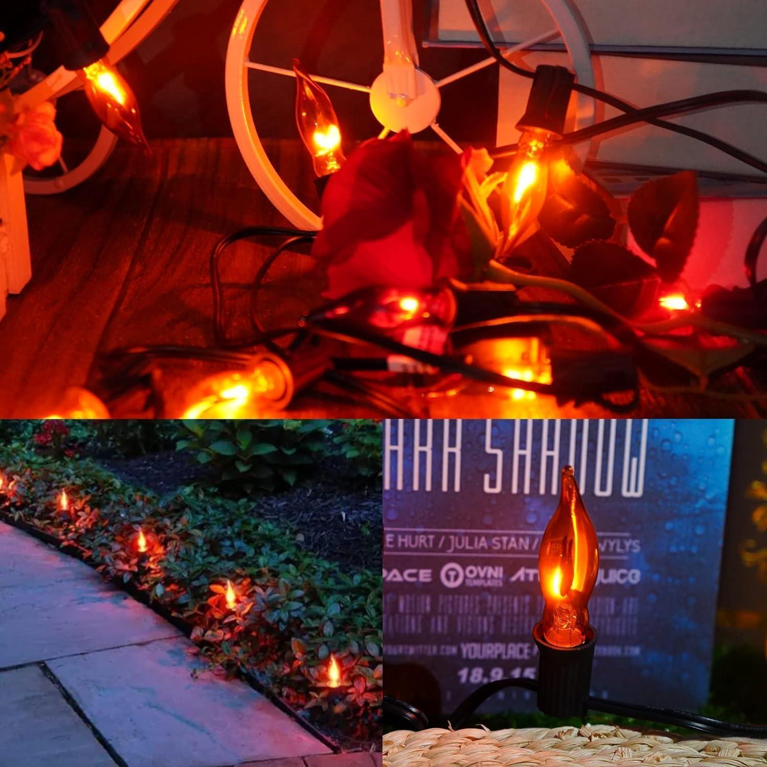 Luces de Cuerda C18 de Llama Parpadeante 3.05m Naranja E12