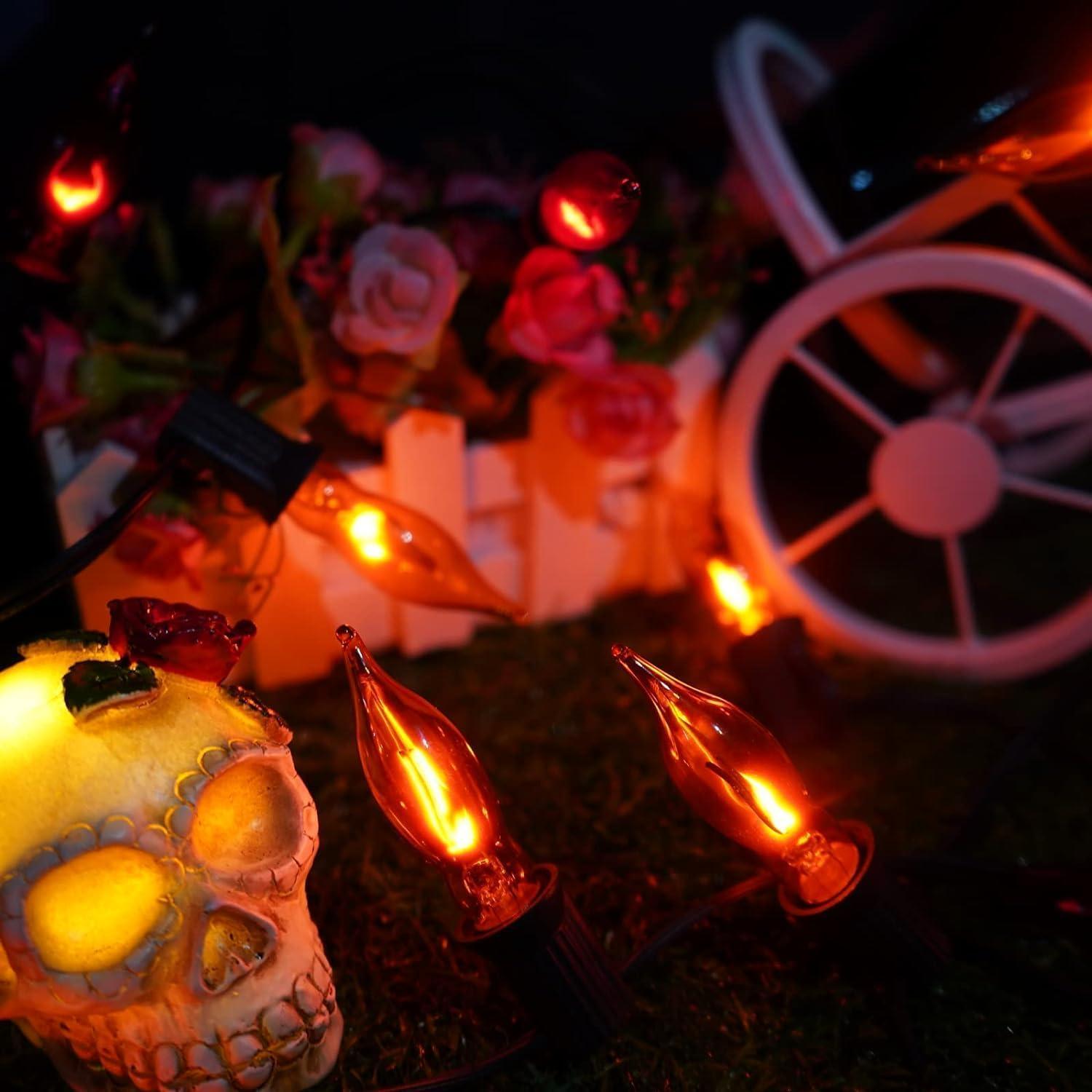 Luces de Cuerda C18 de Llama Parpadeante 3.05m Naranja E12