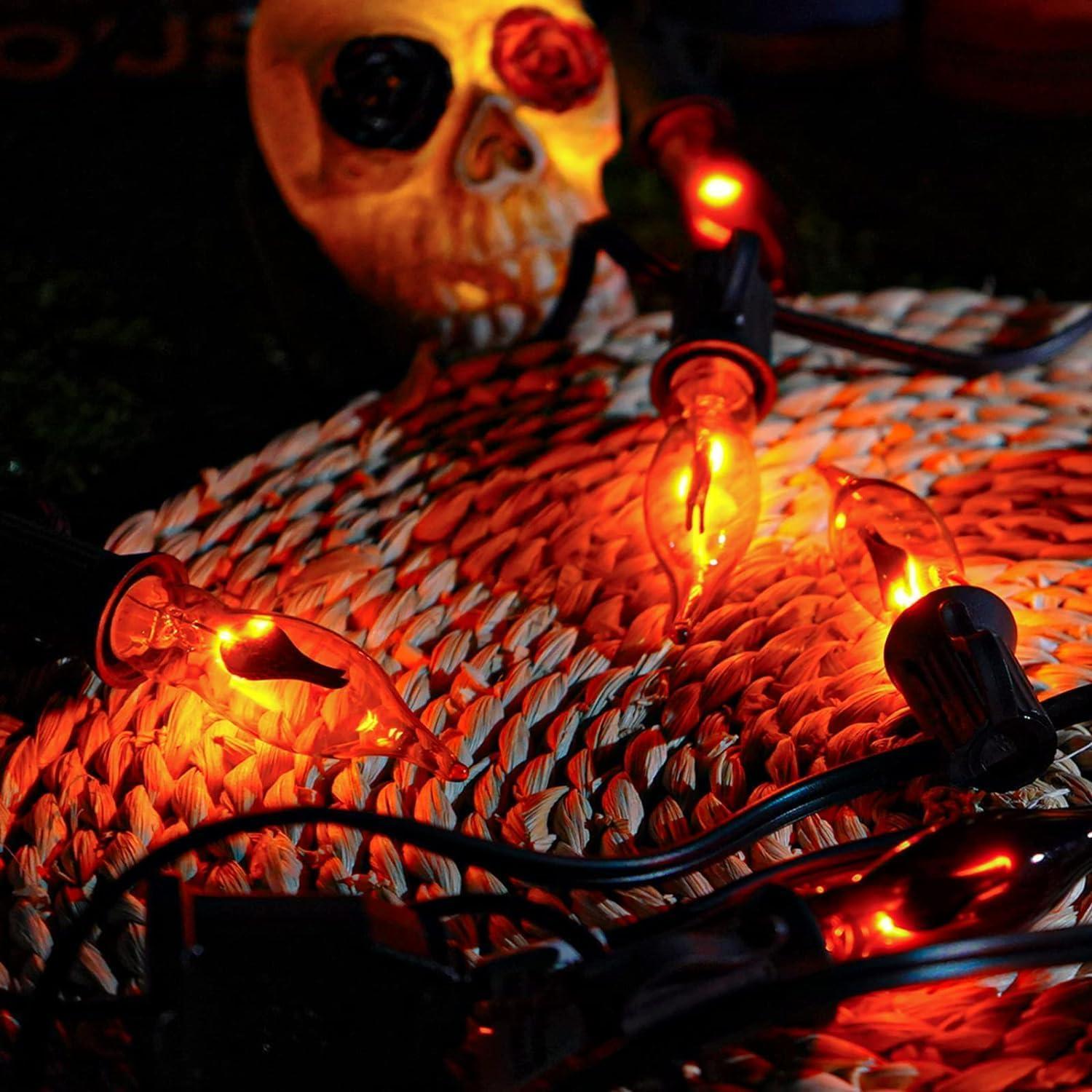 Luces de Cuerda C18 de Llama Parpadeante 3.05m Naranja E12