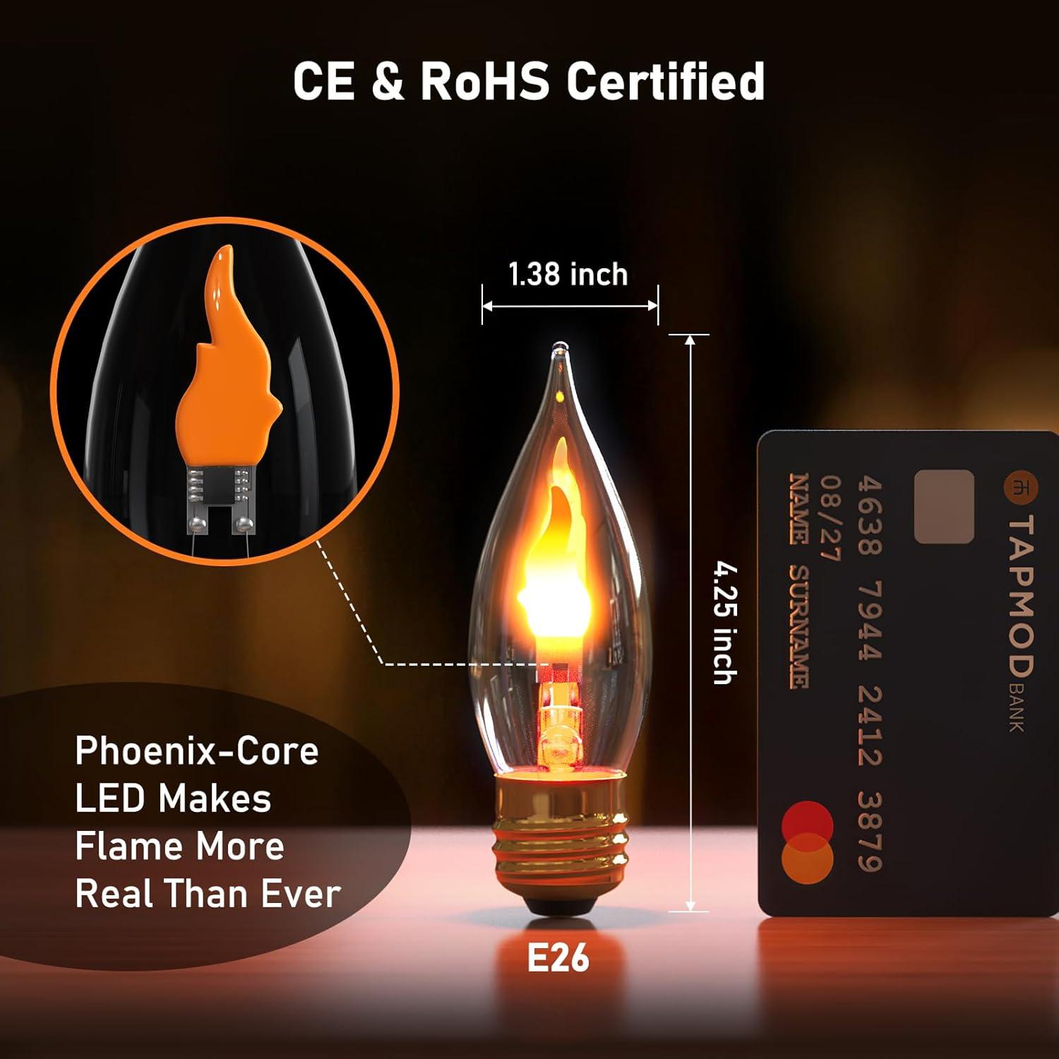 Bombillas de Luz E26 Hompavo 3W Efecto Fuego Realista - 2 Pzas