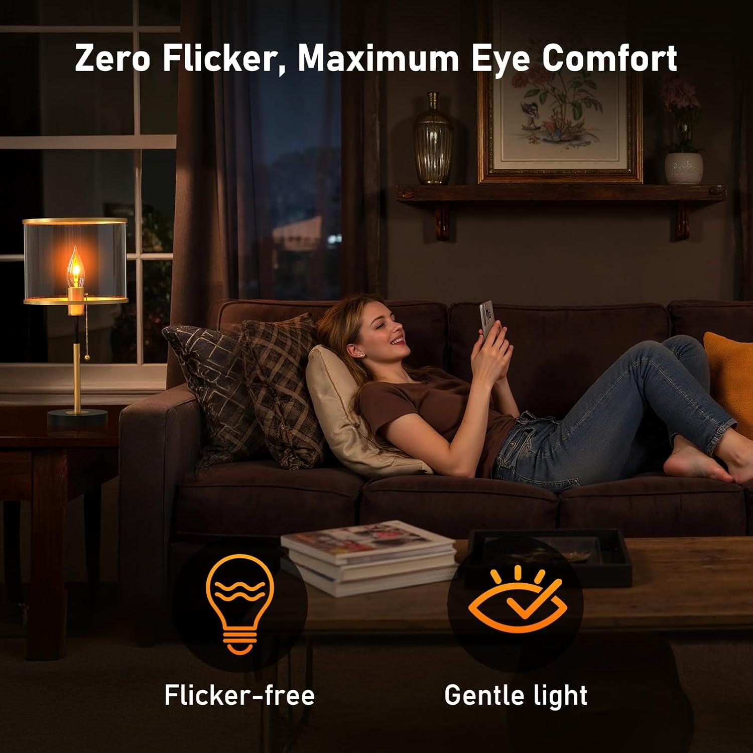 Bombillas de Luz E26 Hompavo 3W Efecto Fuego Realista - 2 Pzas