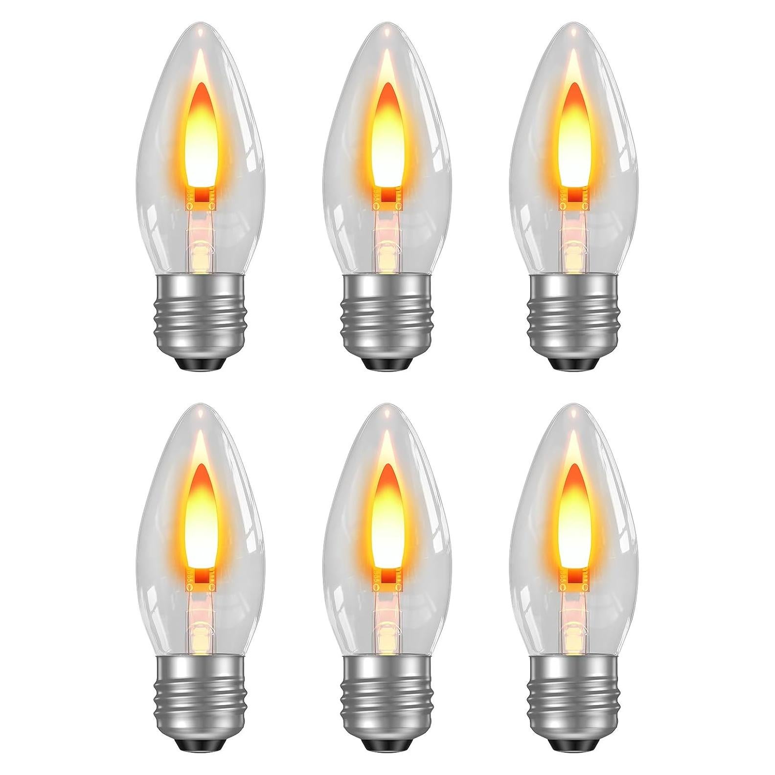 Bombillas LED Efecto Llama Hompavo - Paquete de 6, Vidrio, 3W
