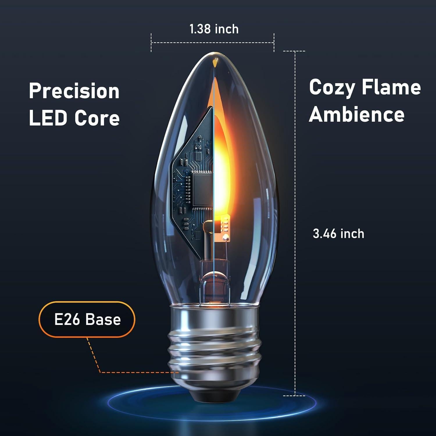 Bombillas LED Efecto Llama Hompavo - Paquete de 6, Vidrio, 3W