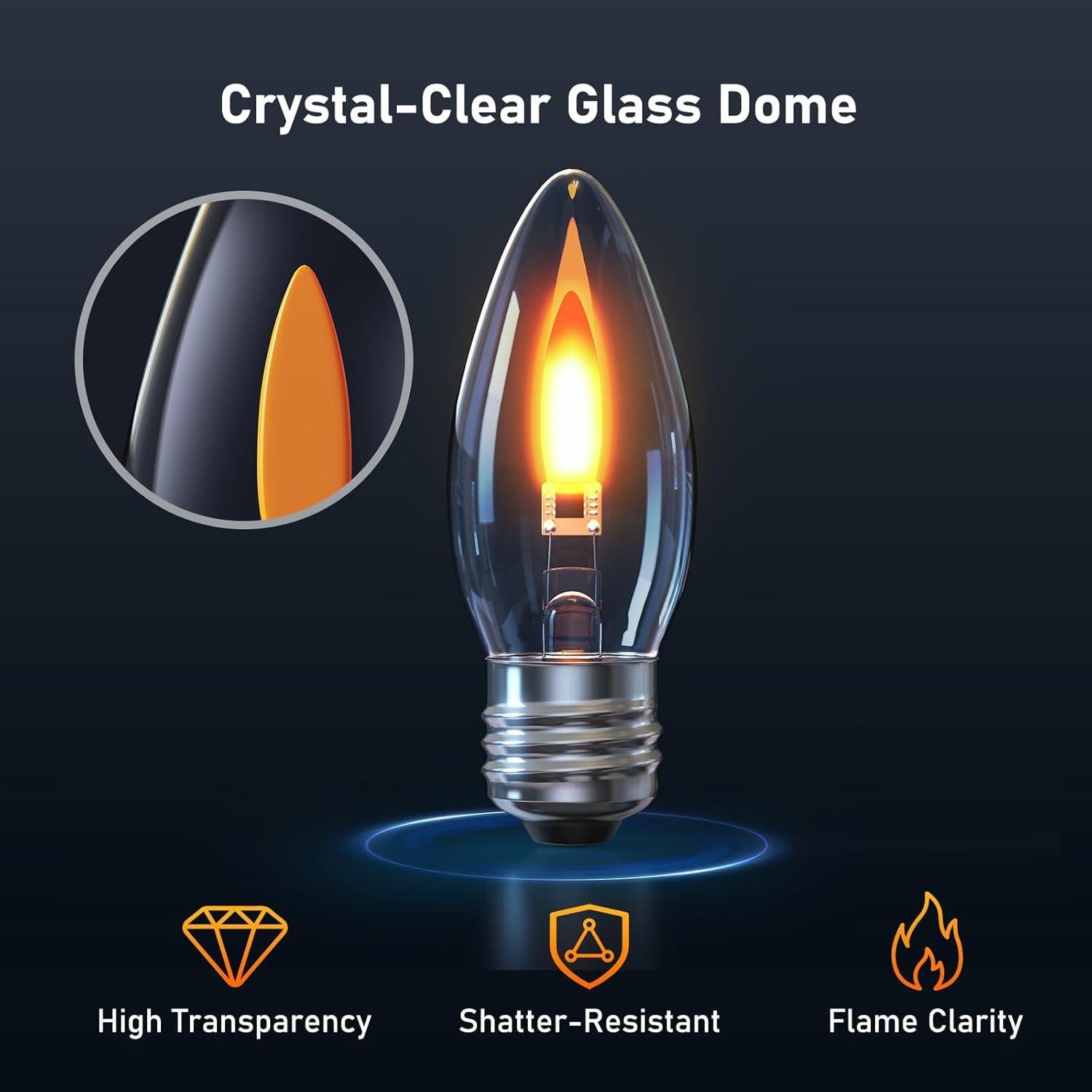 Bombillas LED Efecto Llama Hompavo - Paquete de 6, Vidrio, 3W