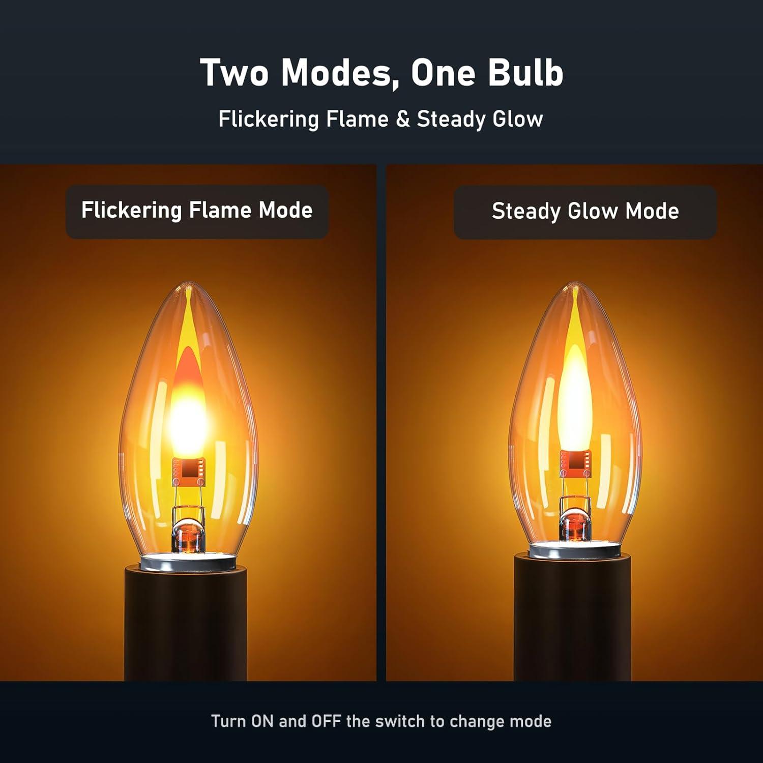 Bombillas LED Efecto Llama Hompavo - Paquete de 6, Vidrio, 3W