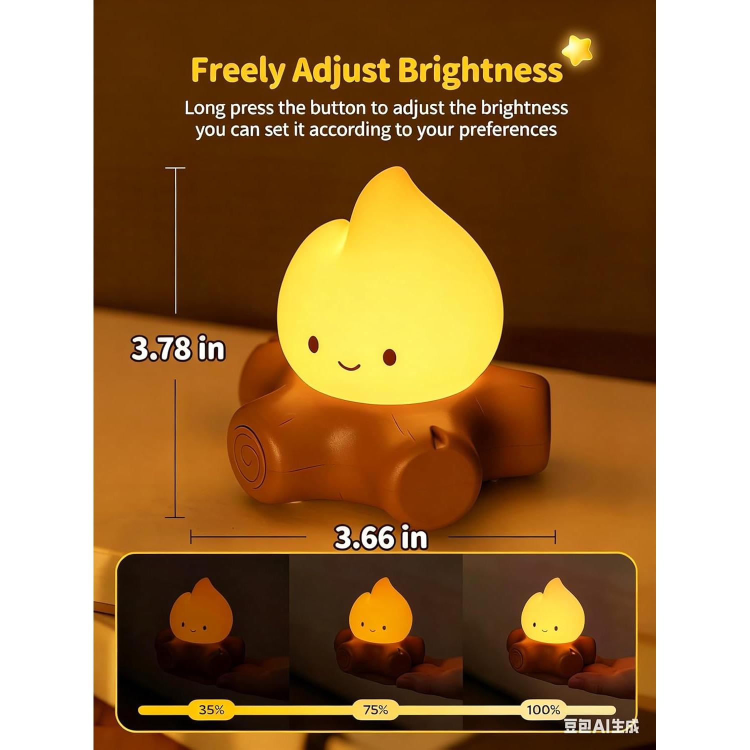 Luz Nocturna Recargable Tarinks Fogata 9.6cm con Ruido Blanco