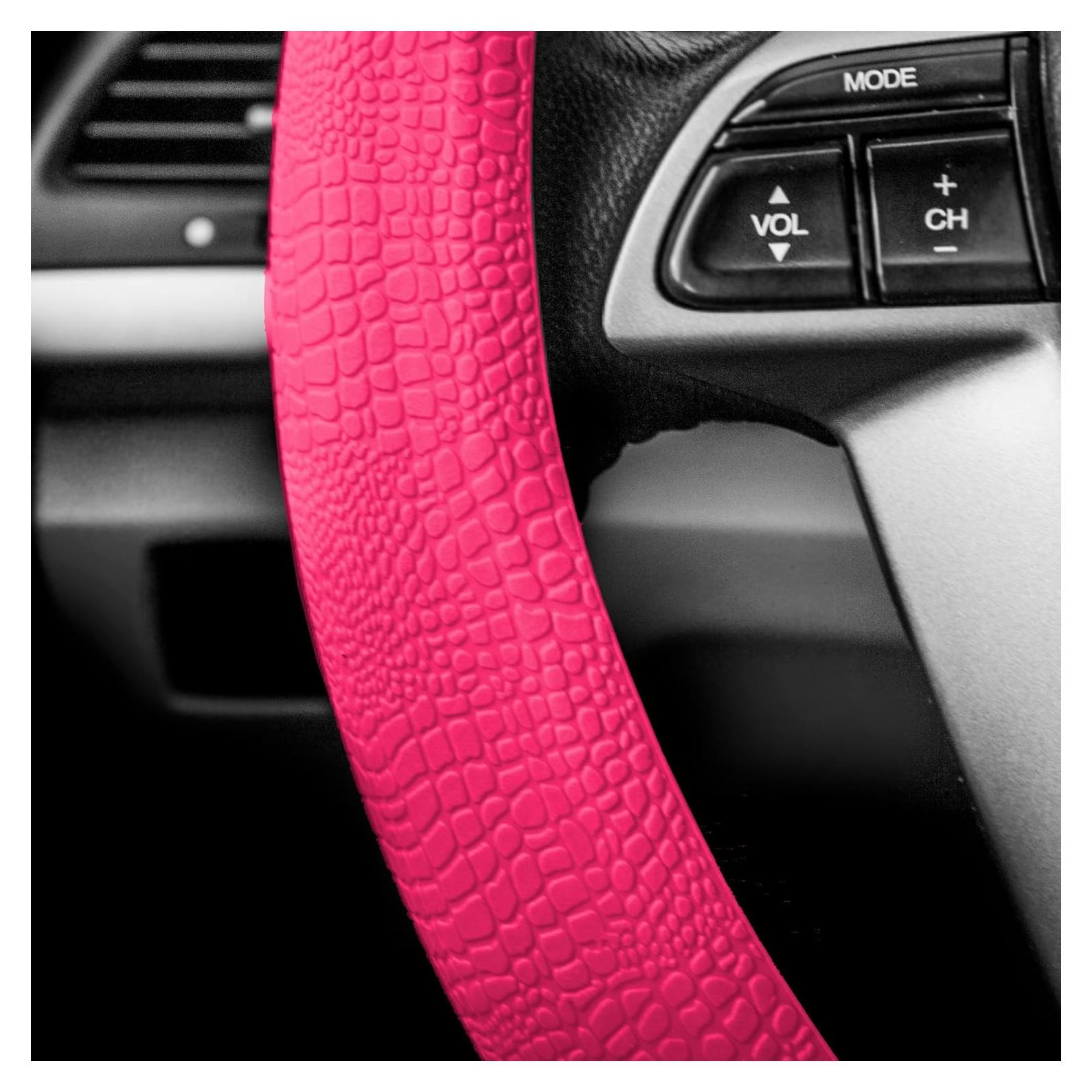 Cubierta de volante FH Group Silicona Patrón Serpiente Magenta