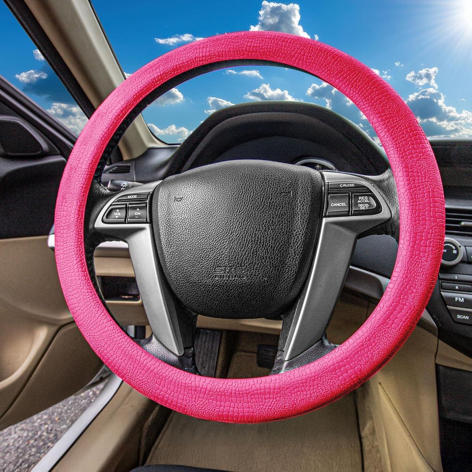 Cubierta de volante FH Group Silicona Patrón Serpiente Magenta