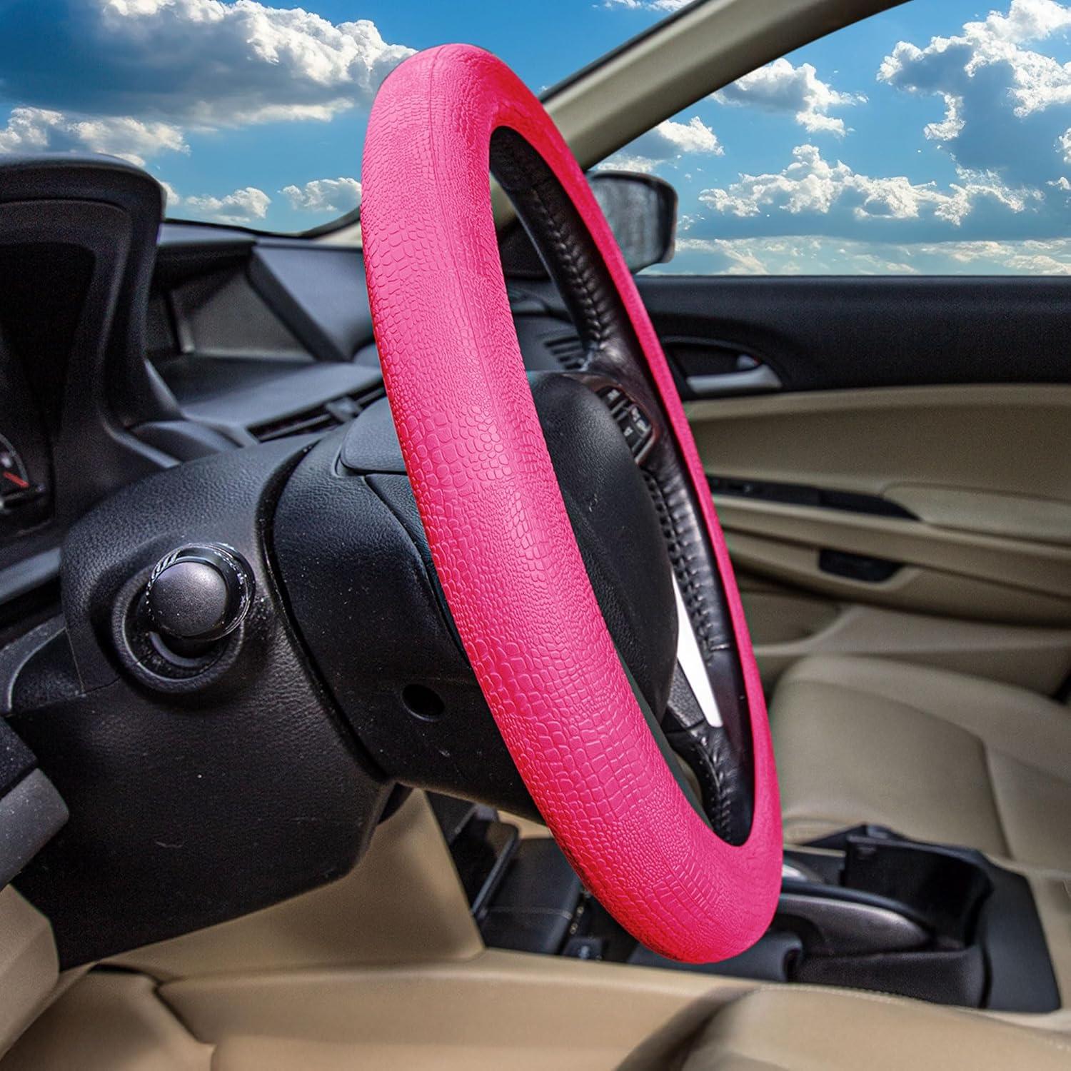 Cubierta de volante FH Group Silicona Patrón Serpiente Magenta