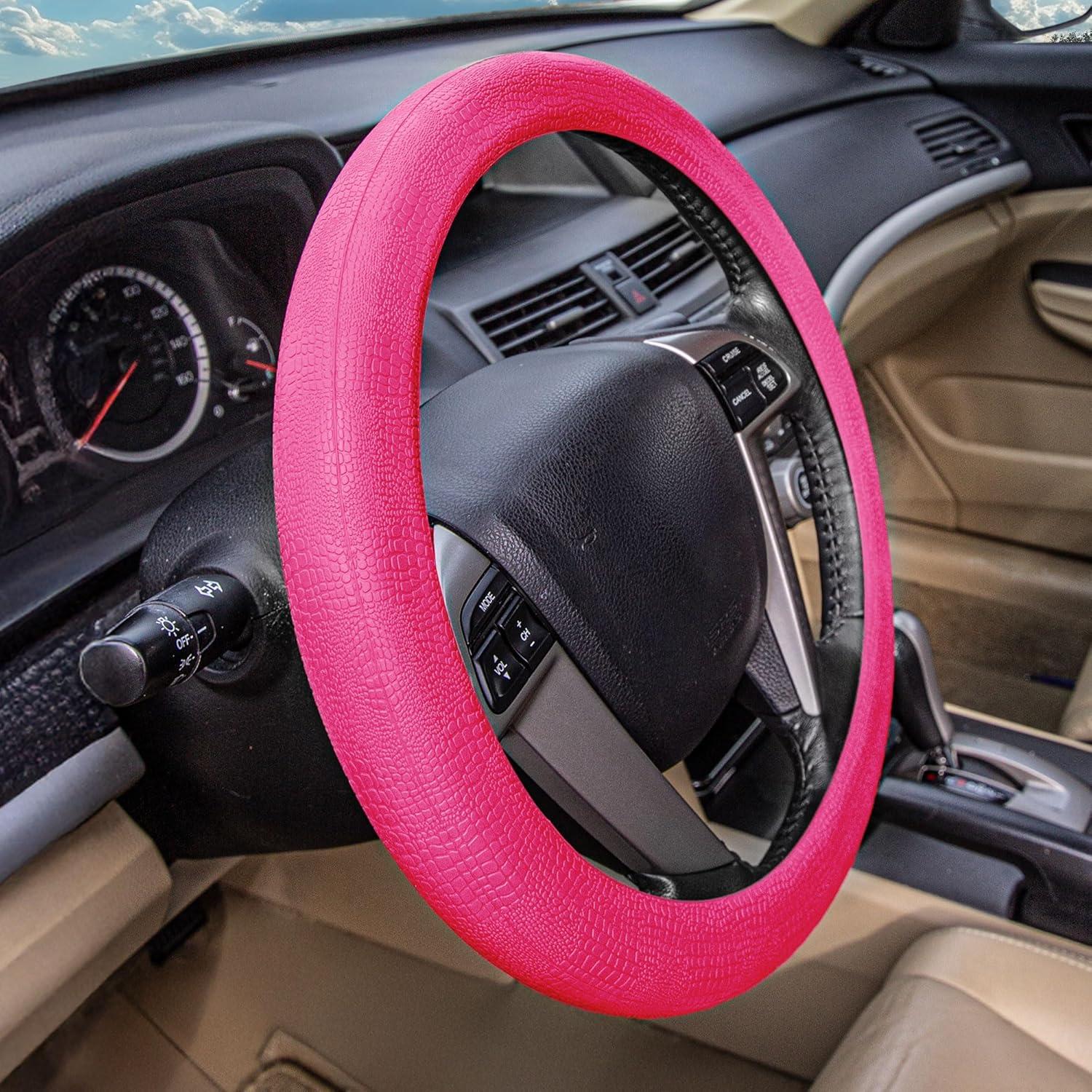 Cubierta de volante FH Group Silicona Patrón Serpiente Magenta