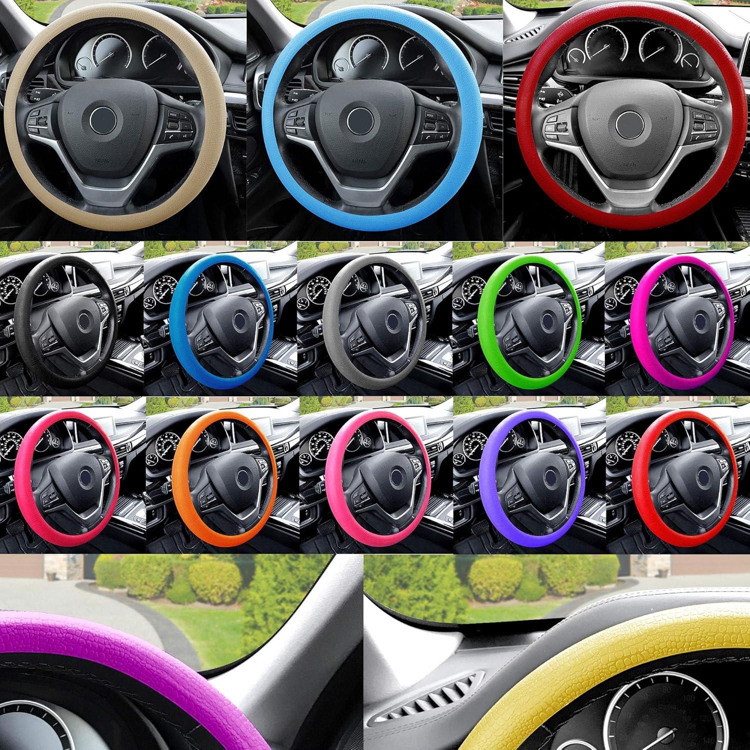 Cubierta de volante FH Group Silicona Patrón Serpiente Magenta