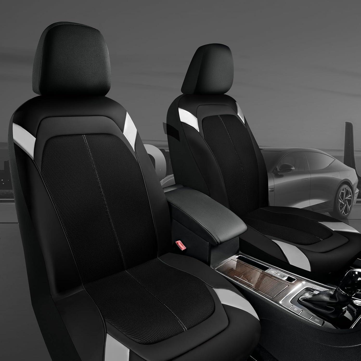 Funda de Asiento de Auto PIC AUTO - Cuero Negro y Plateado Universal