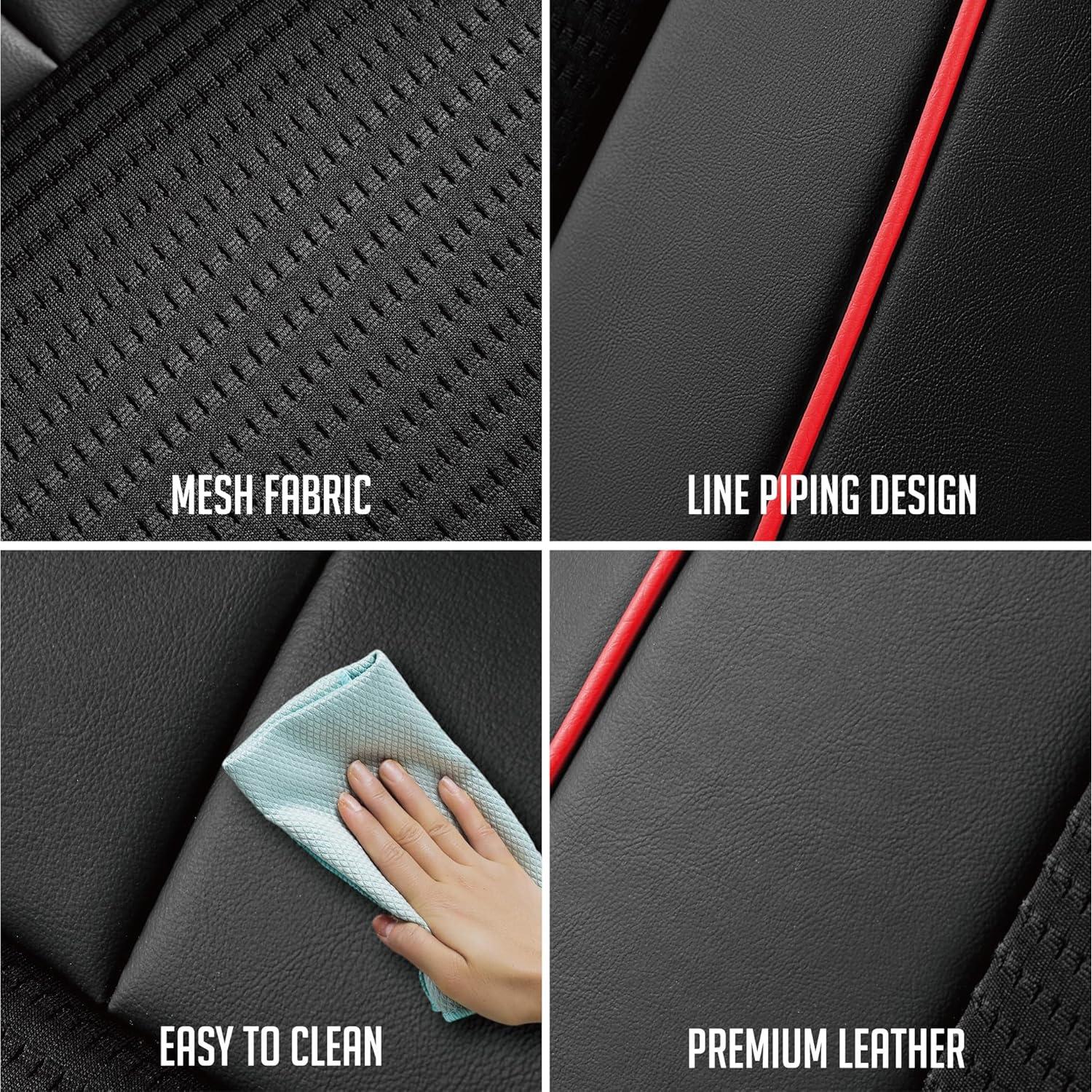 Funda de Asiento de Coche PIC AUTO Rojo Delantero Cuero Malla