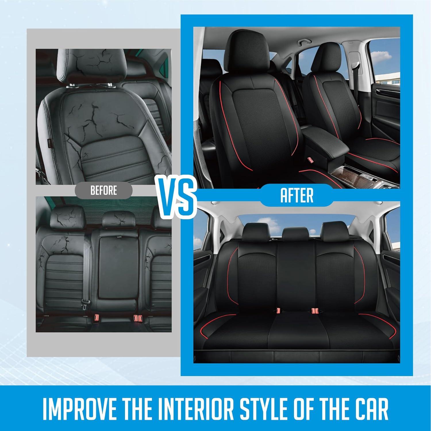 Funda de Asiento de Coche PIC AUTO Rojo Delantero Cuero Malla