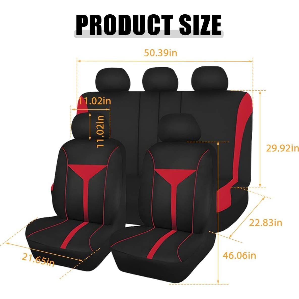 Funda de Asiento de Coche Zpana Juego Completo Universal Rojo