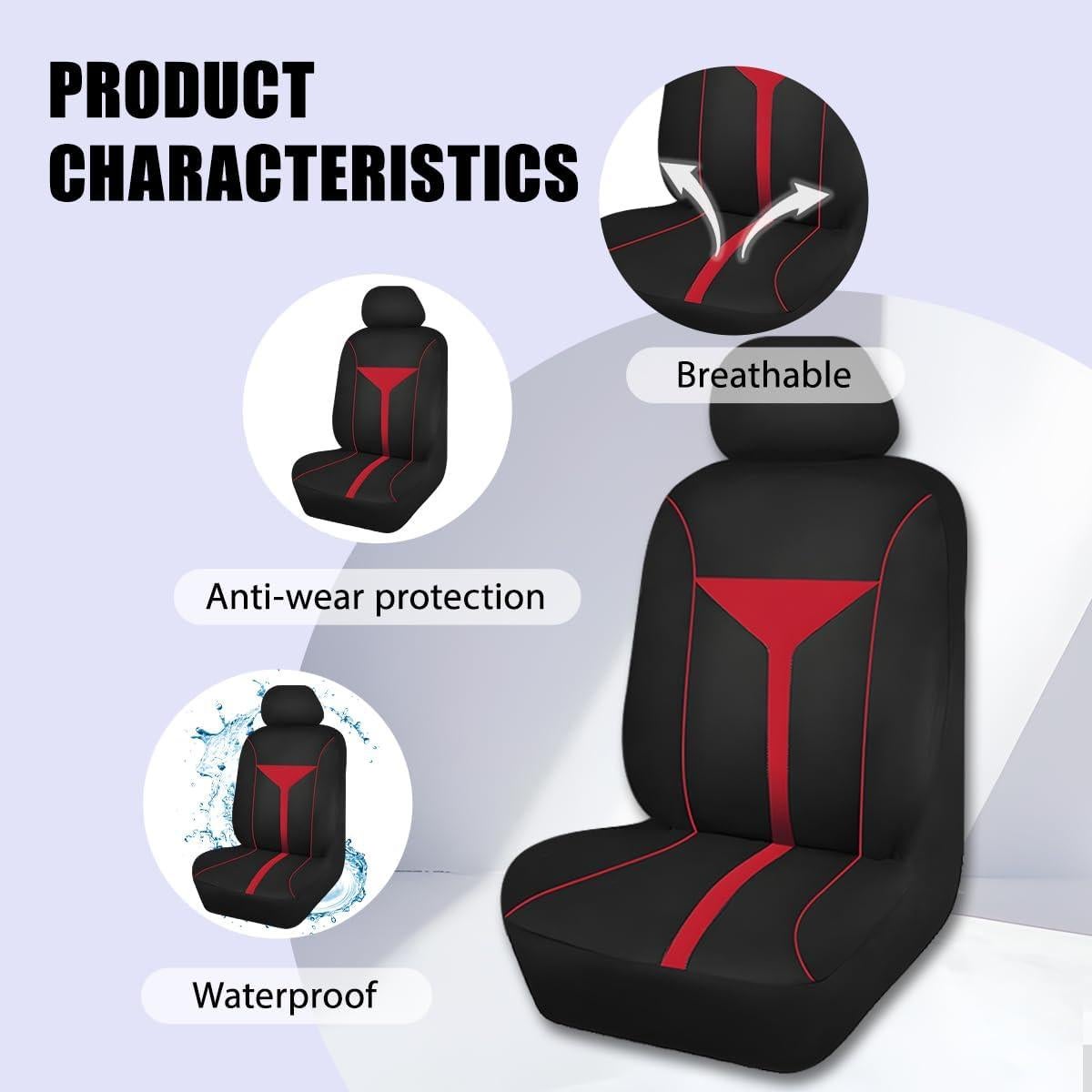 Funda de Asiento de Coche Zpana Juego Completo Universal Rojo