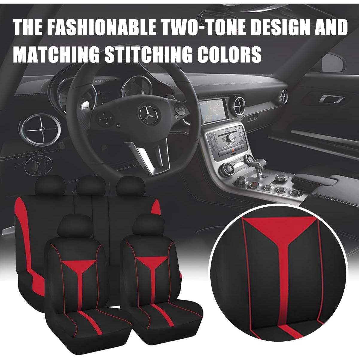 Funda de Asiento de Coche Zpana Juego Completo Universal Rojo