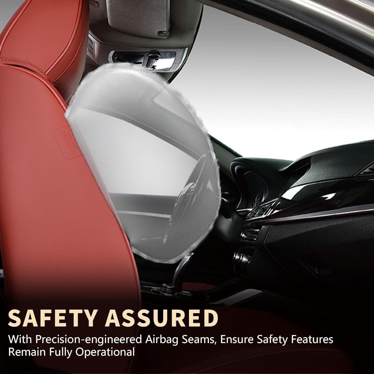 FLORICH Fundas de Asiento Delantero de Cuero Sintético Rojo