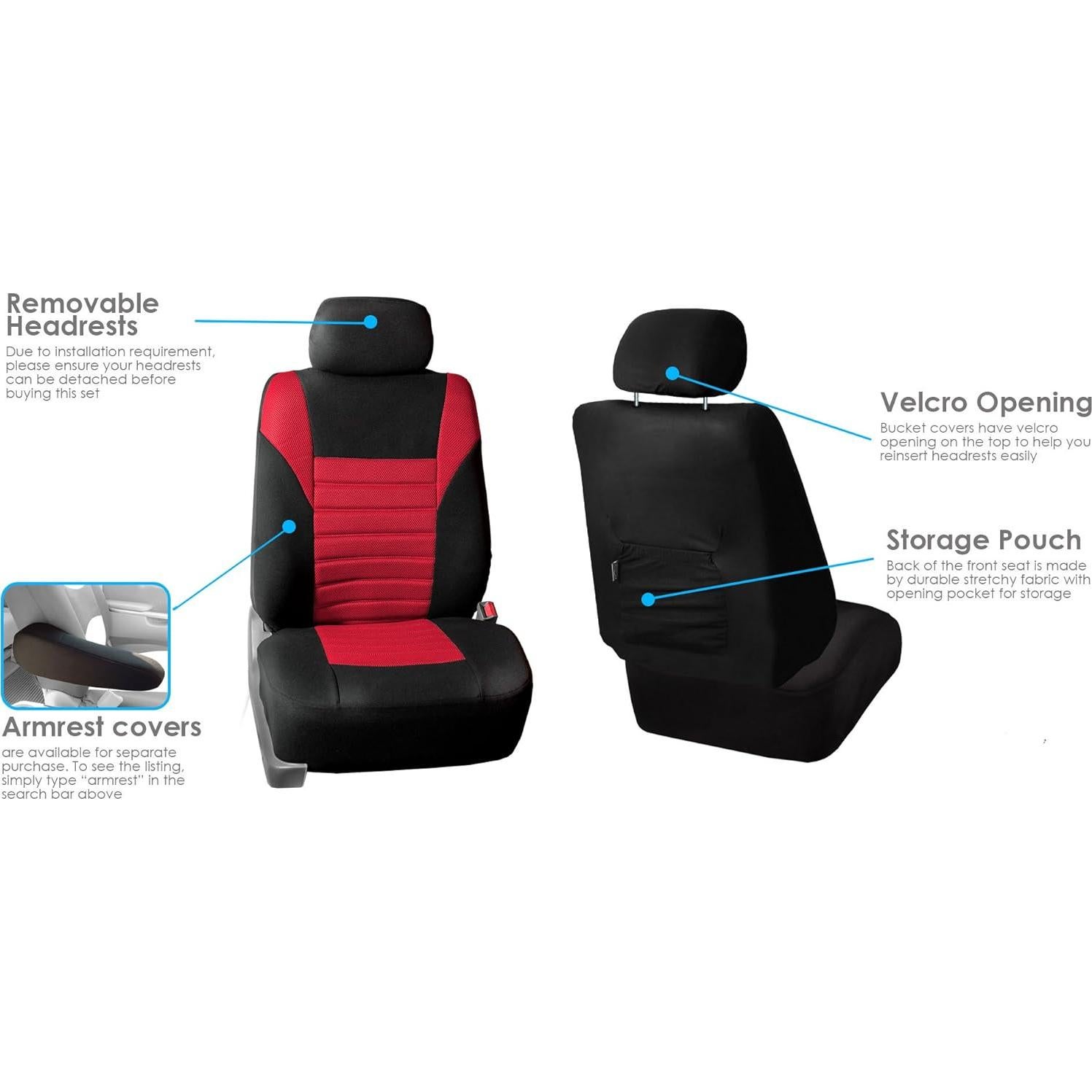 Fundas de Asiento Delanteras FH Group Rojo Ajuste Universal