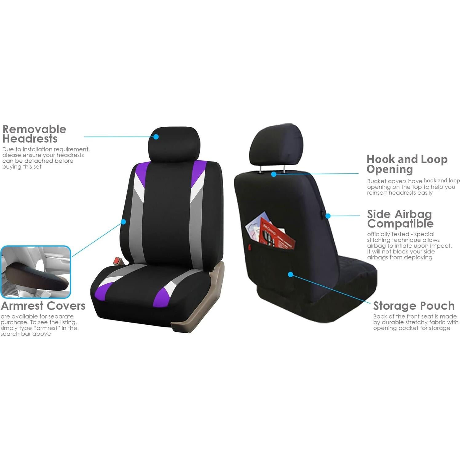 Juego de Fundas de Asiento de Coche FH Group Púrpura Universal