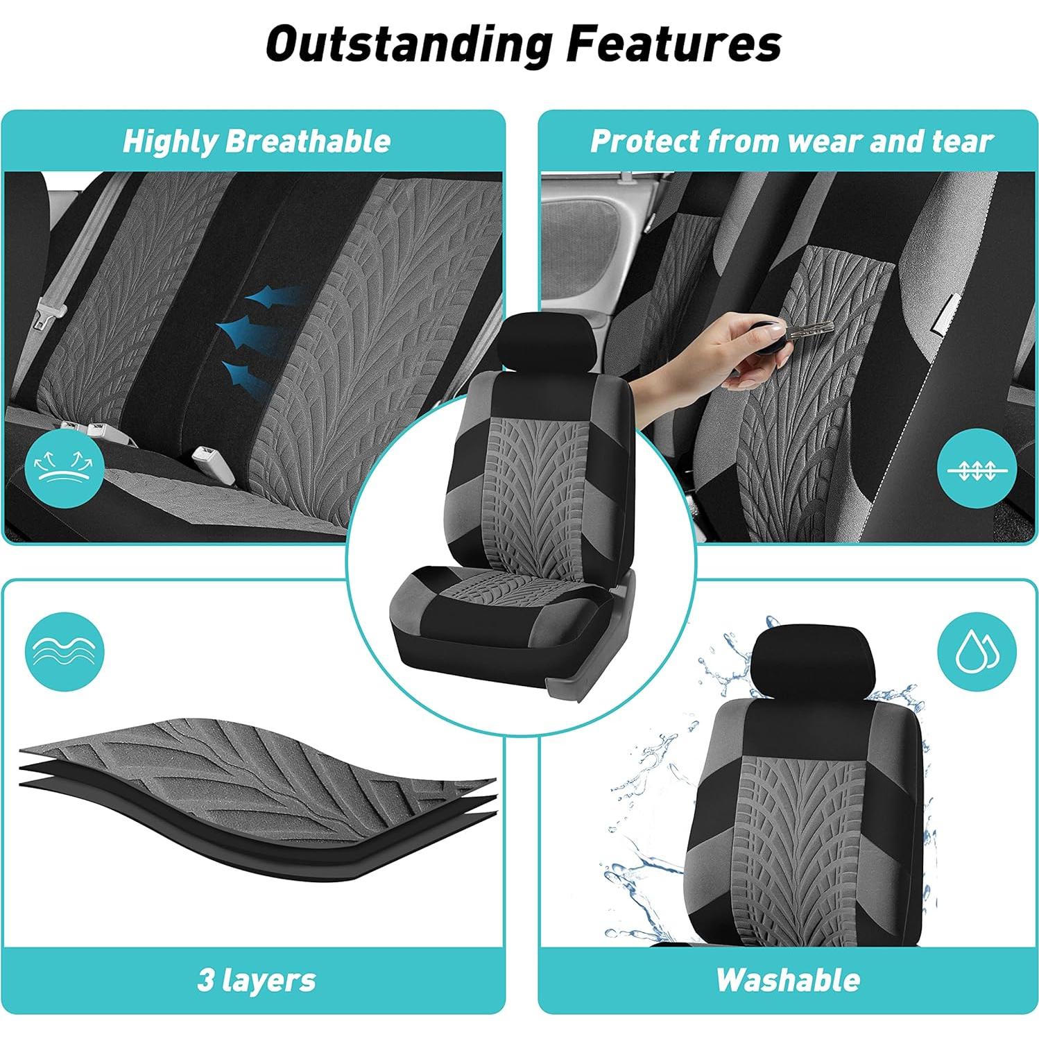 FH Group Fundas de Asiento Frontal Ajuste Universal Gris