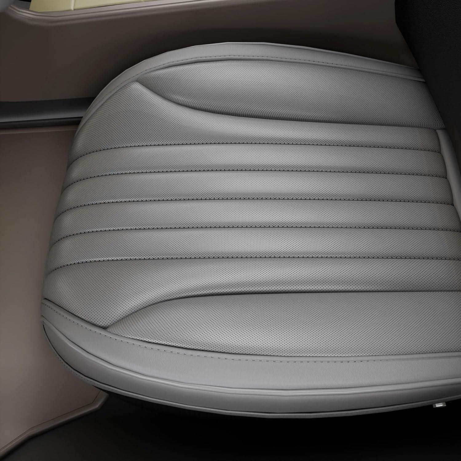 Cubiertas de Asiento de Coche FEELON LB-Car, 2 Piezas, Cuero Nappa Gris