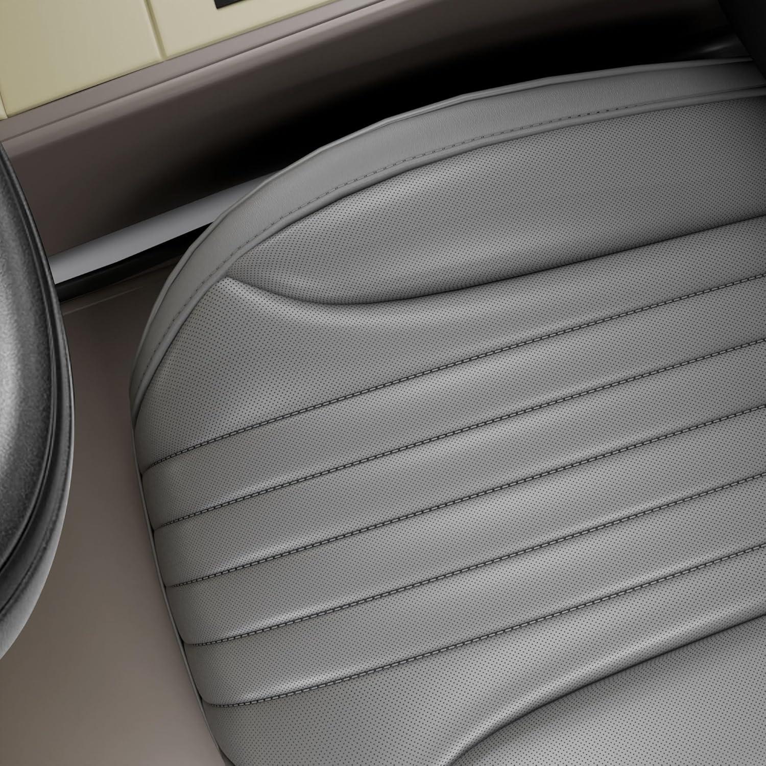 Cubiertas de Asiento de Coche FEELON LB-Car, 2 Piezas, Cuero Nappa Gris