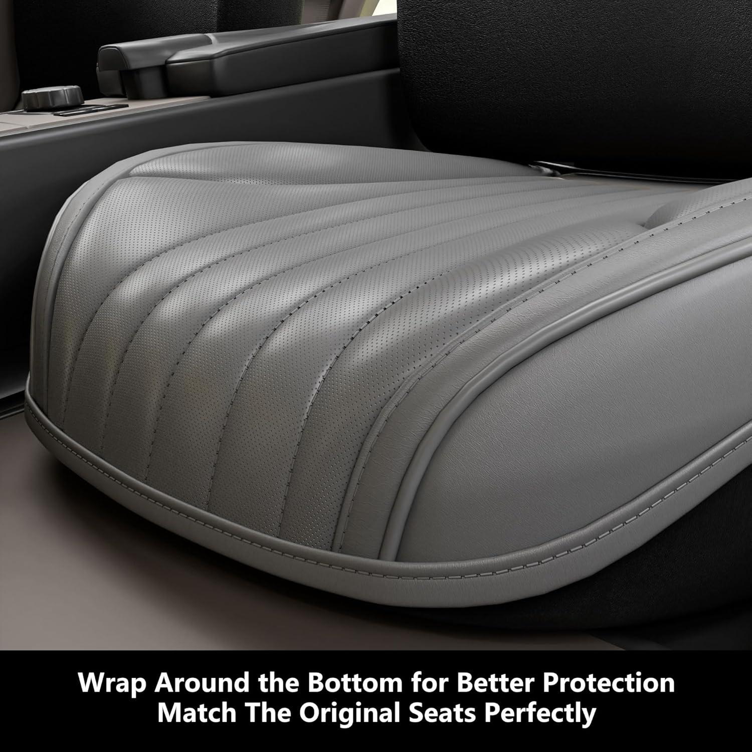 Cubiertas de Asiento de Coche FEELON LB-Car, 2 Piezas, Cuero Nappa Gris