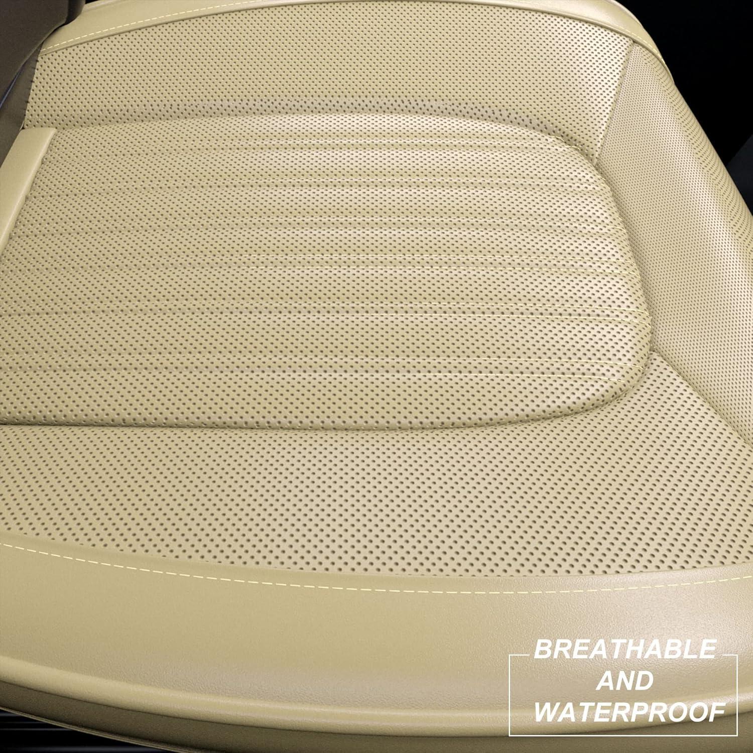 Fundas de Asiento de Coche FEELON ZC Beige 2 Piezas Impermeables