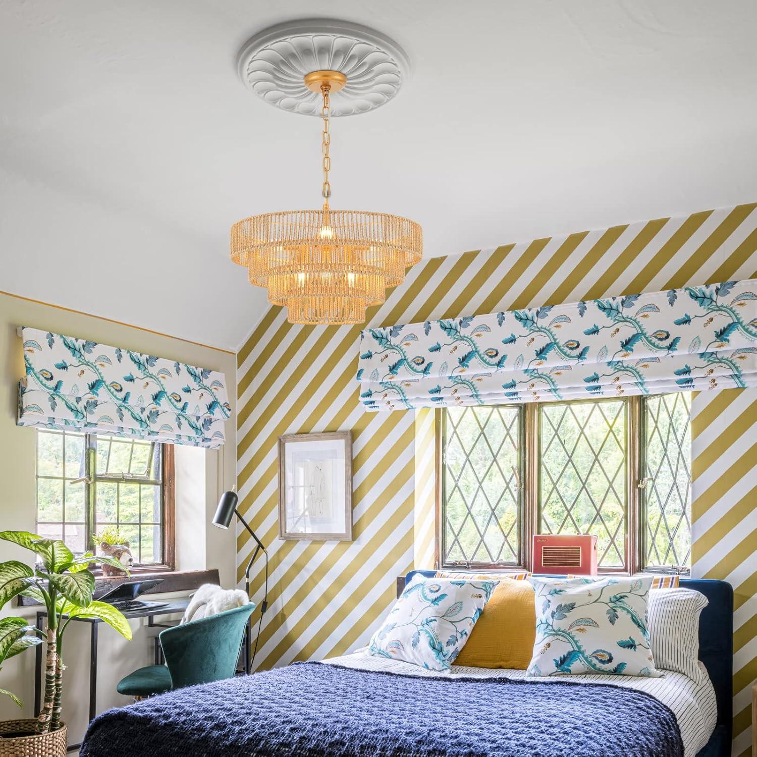 Lámpara Colgante de Mimbre ELYCCUPA 6 Luces 50 cm Boho