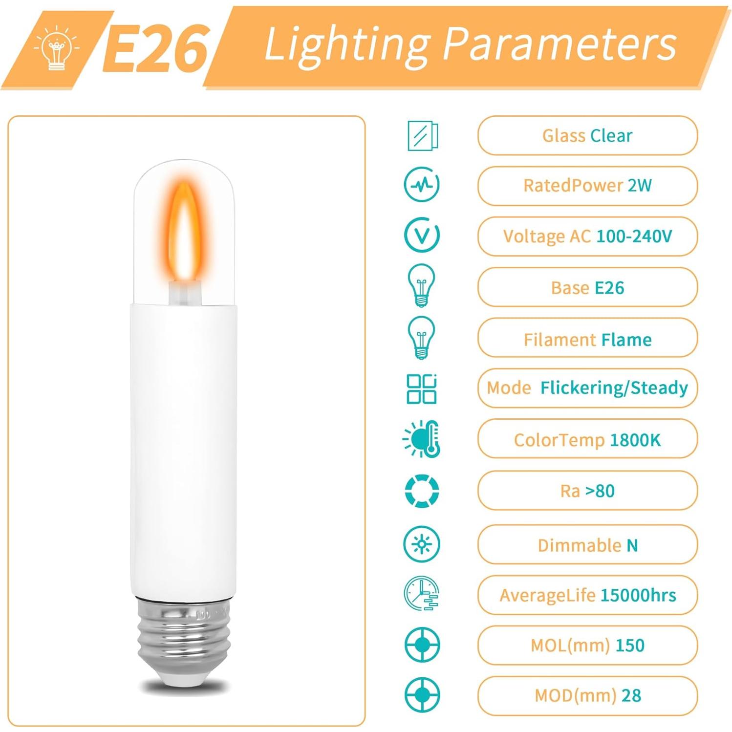 Bombillas LED Efecto Llama HEWA-Tech T9 2 Modos E26 2 Piezas