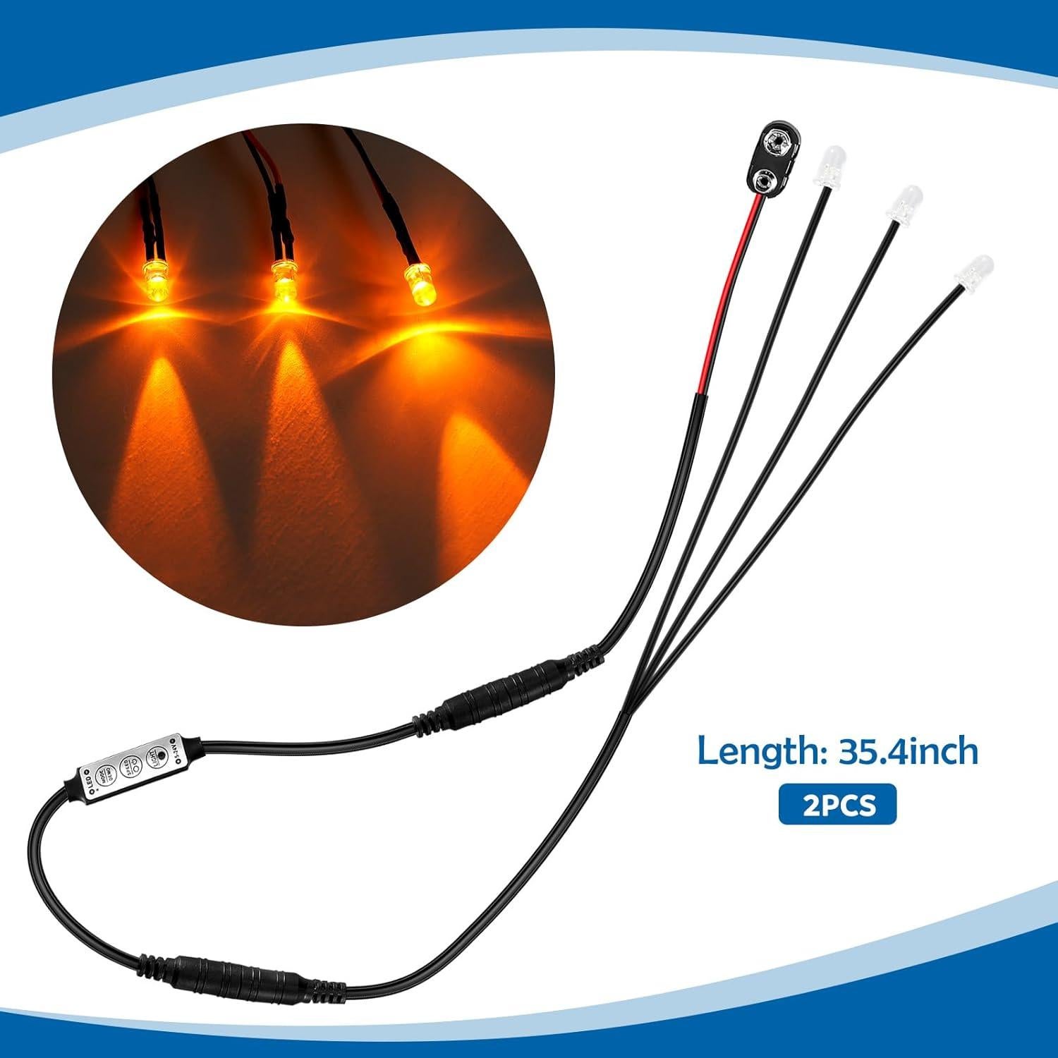 Kit de 2 Luces LED Efecto Llama Naranja Rossesay 12V