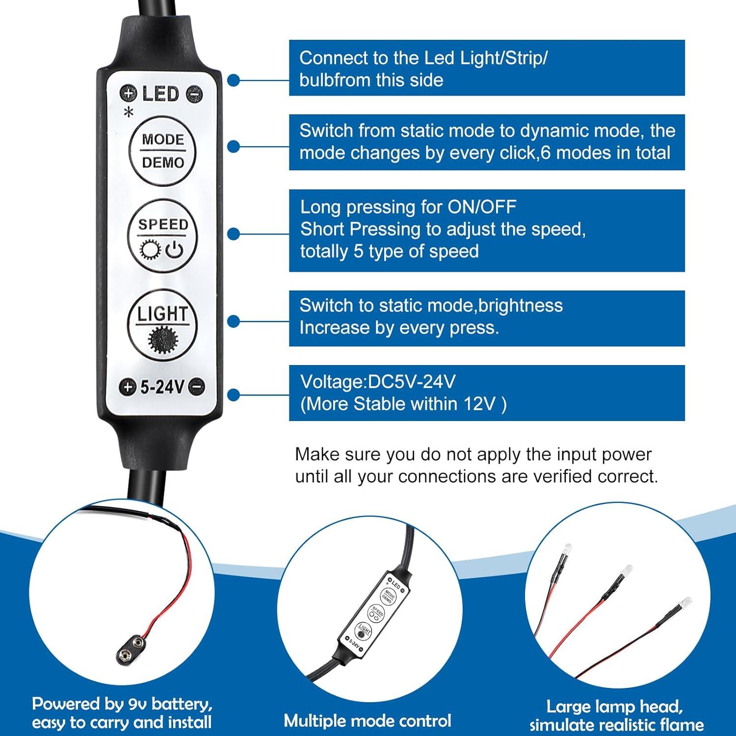Kit de 2 Luces LED Efecto Llama Naranja Rossesay 12V