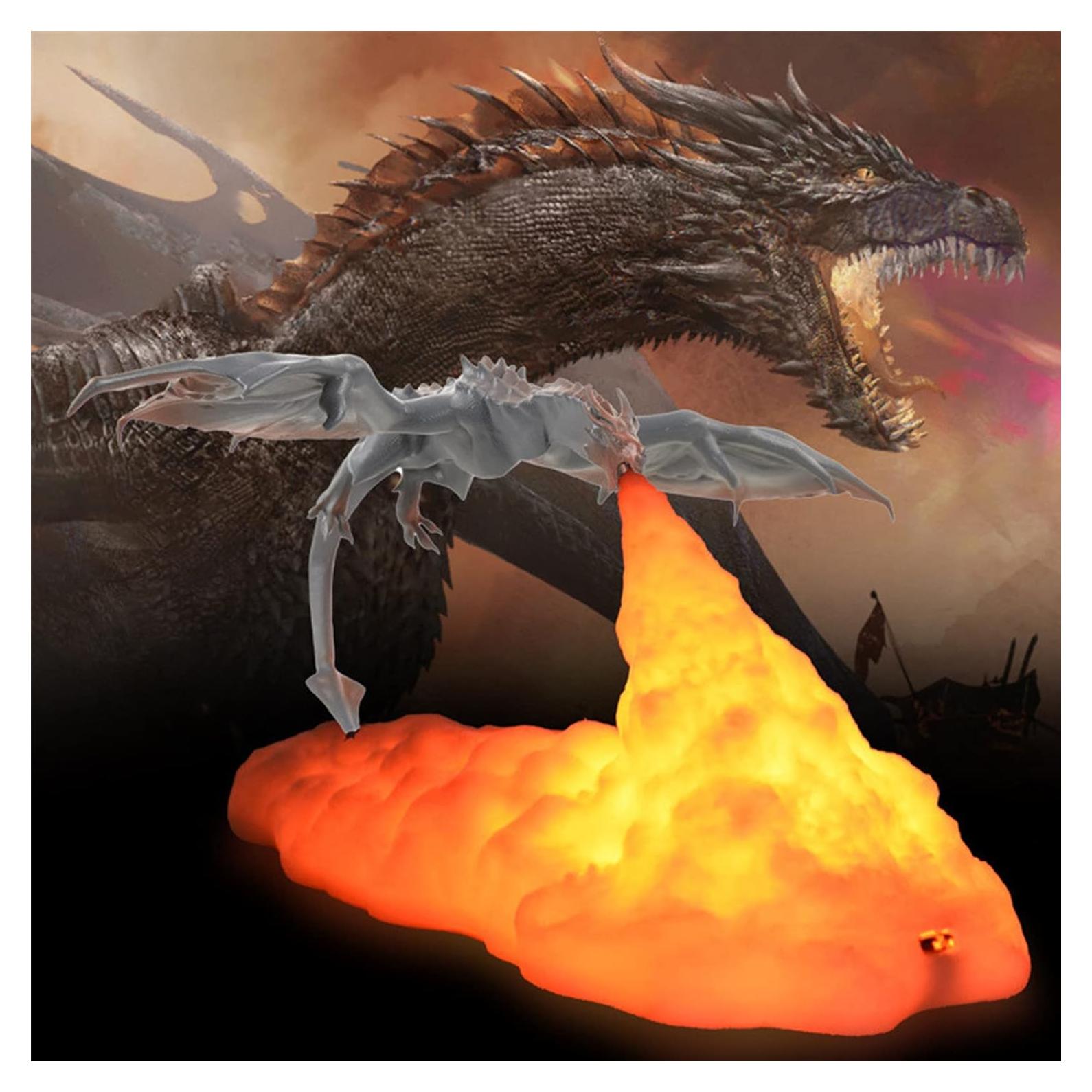 Lámpara Nocturna Dragón de Fuego REALAZ 3D Rojo 19.8x7.9 cm