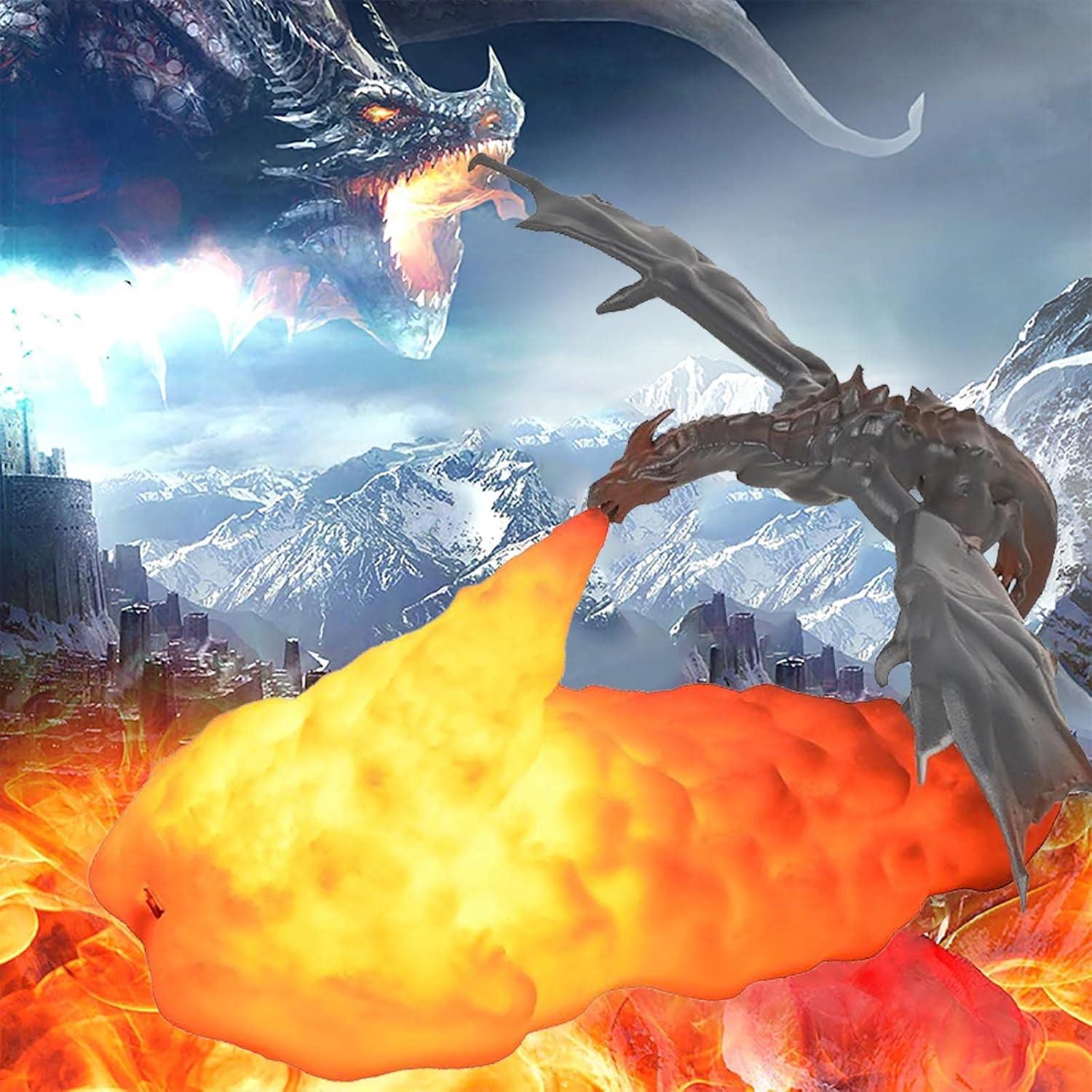 Lámpara Nocturna Dragón de Fuego REALAZ 3D Rojo 19.8x7.9 cm