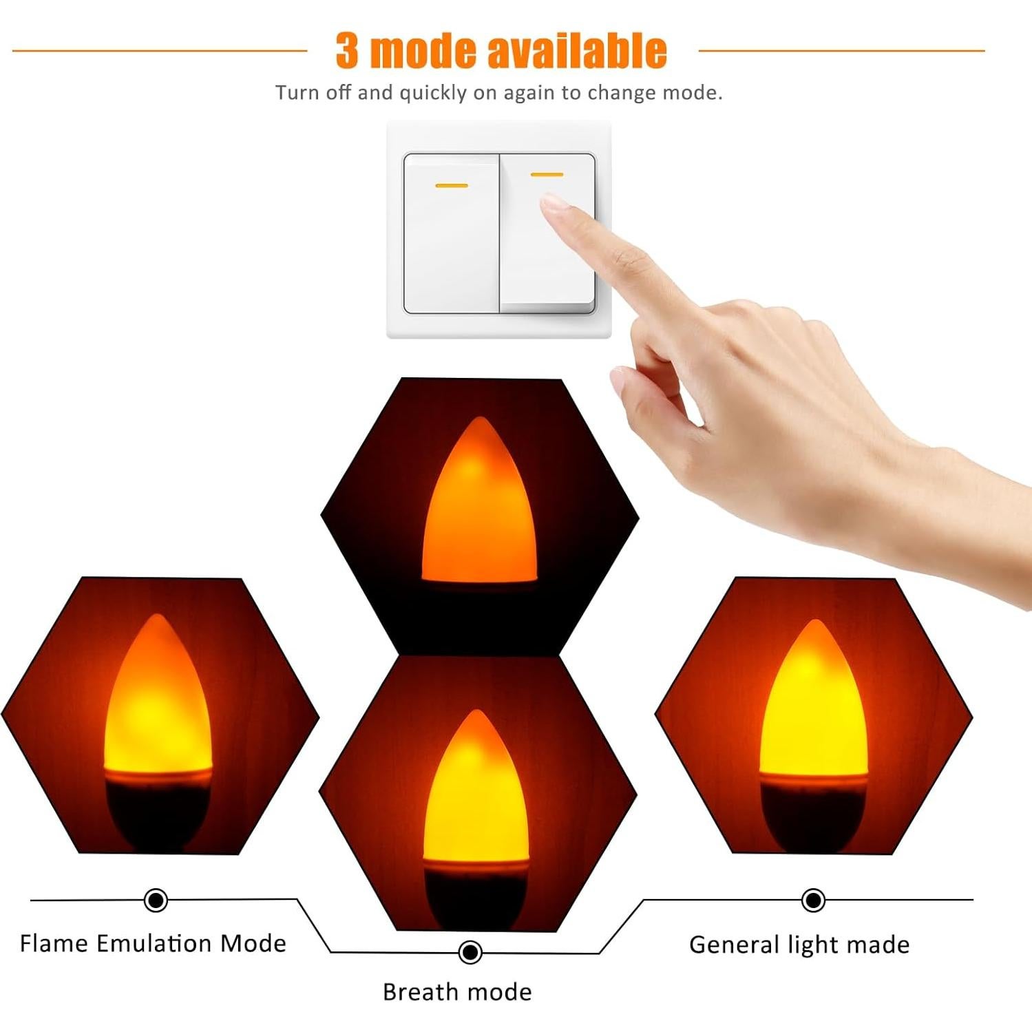Bombillas LED E26/E27 Bestview con Efecto Llama - Paquete de 6