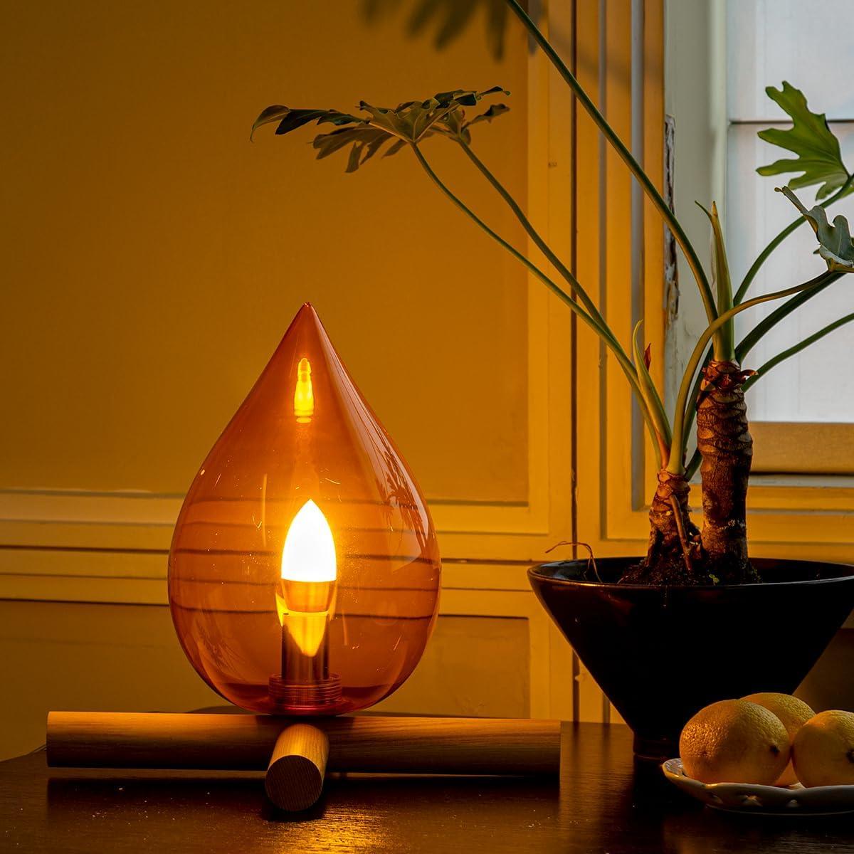 Lámpara de Mesa Vintage HEQET con Pantalla de Vidrio Naranja