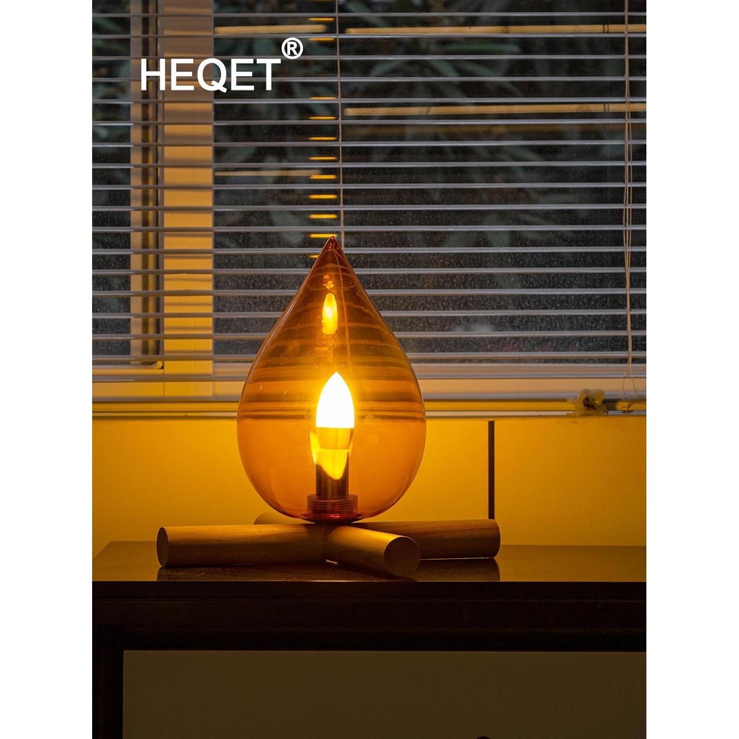 Lámpara de Mesa Vintage HEQET con Pantalla de Vidrio Naranja