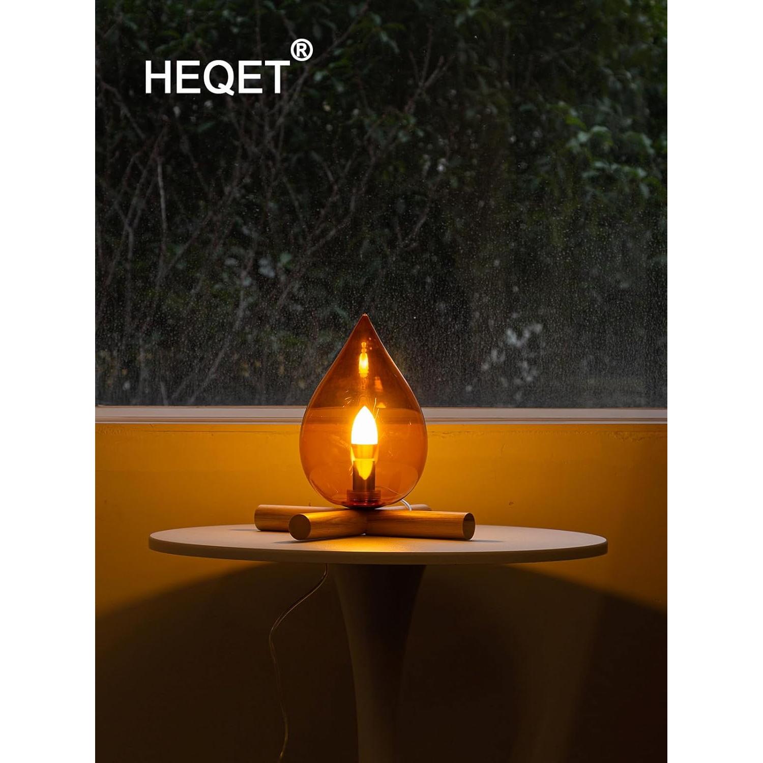 Lámpara de Mesa Vintage HEQET con Pantalla de Vidrio Naranja