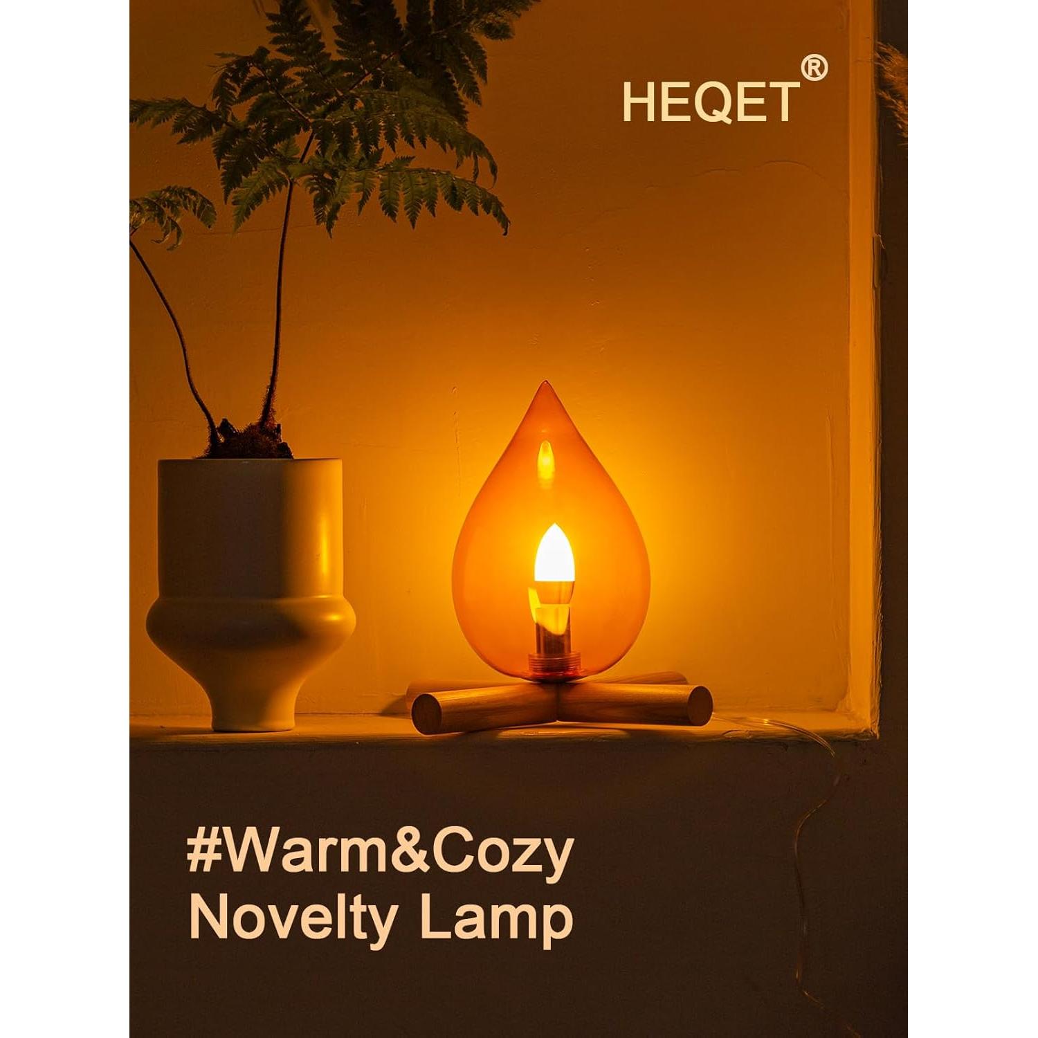 Lámpara de Mesa Vintage HEQET con Pantalla de Vidrio Naranja