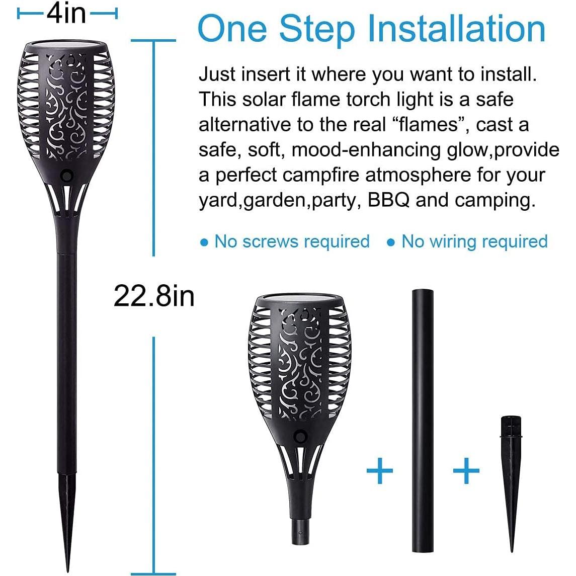 Antorchas Solares Tiki LazyBuddy 8 Paquete, Efecto Llama Realista