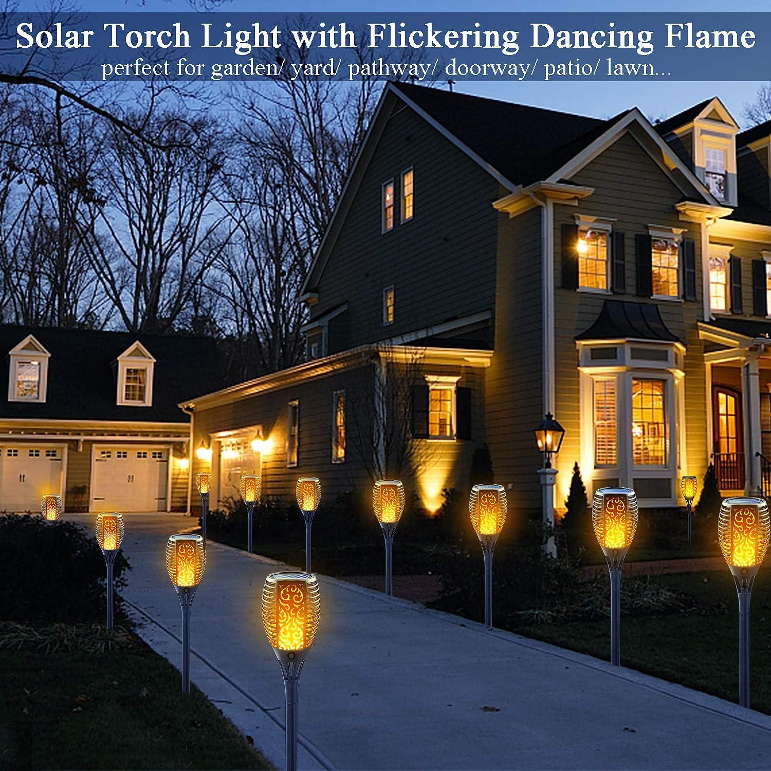 Antorchas Solares Tiki LazyBuddy 8 Paquete, Efecto Llama Realista