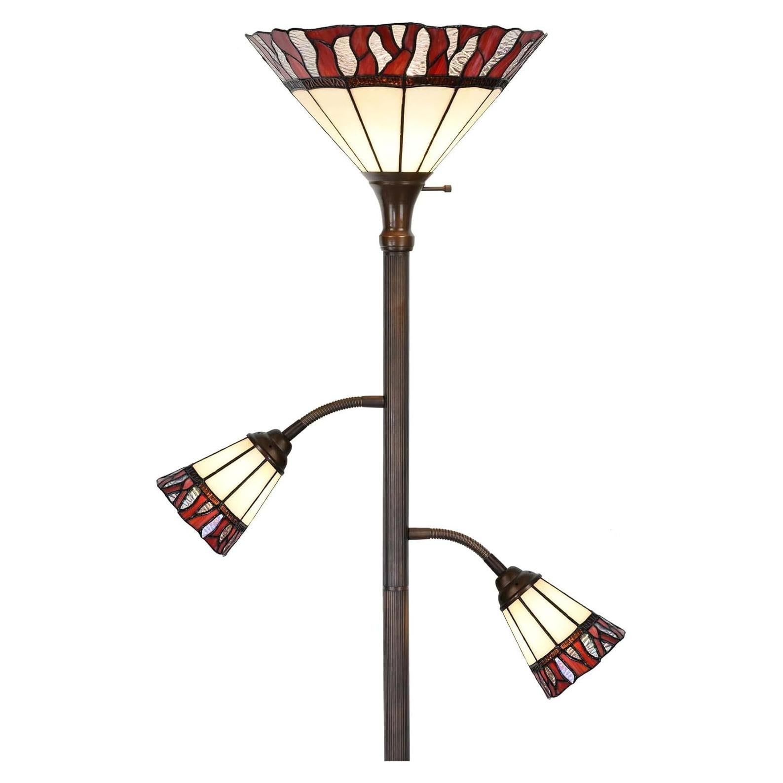 Lámpara de Pie Tiffany Bieye L10838 Vidrio Templado 178 cm