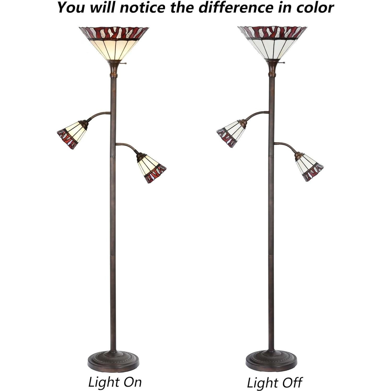 Lámpara de Pie Tiffany Bieye L10838 Vidrio Templado 178 cm